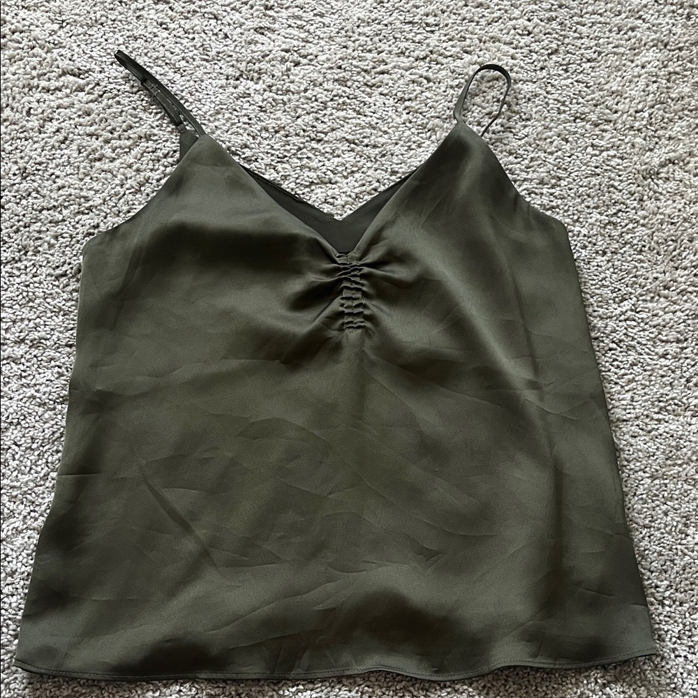 Express Olive Green Ruched Camisole